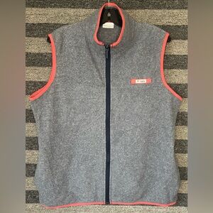 Columbia PFG Heather Gray Fleece Vest with Coral Trim Women’s XL EUC